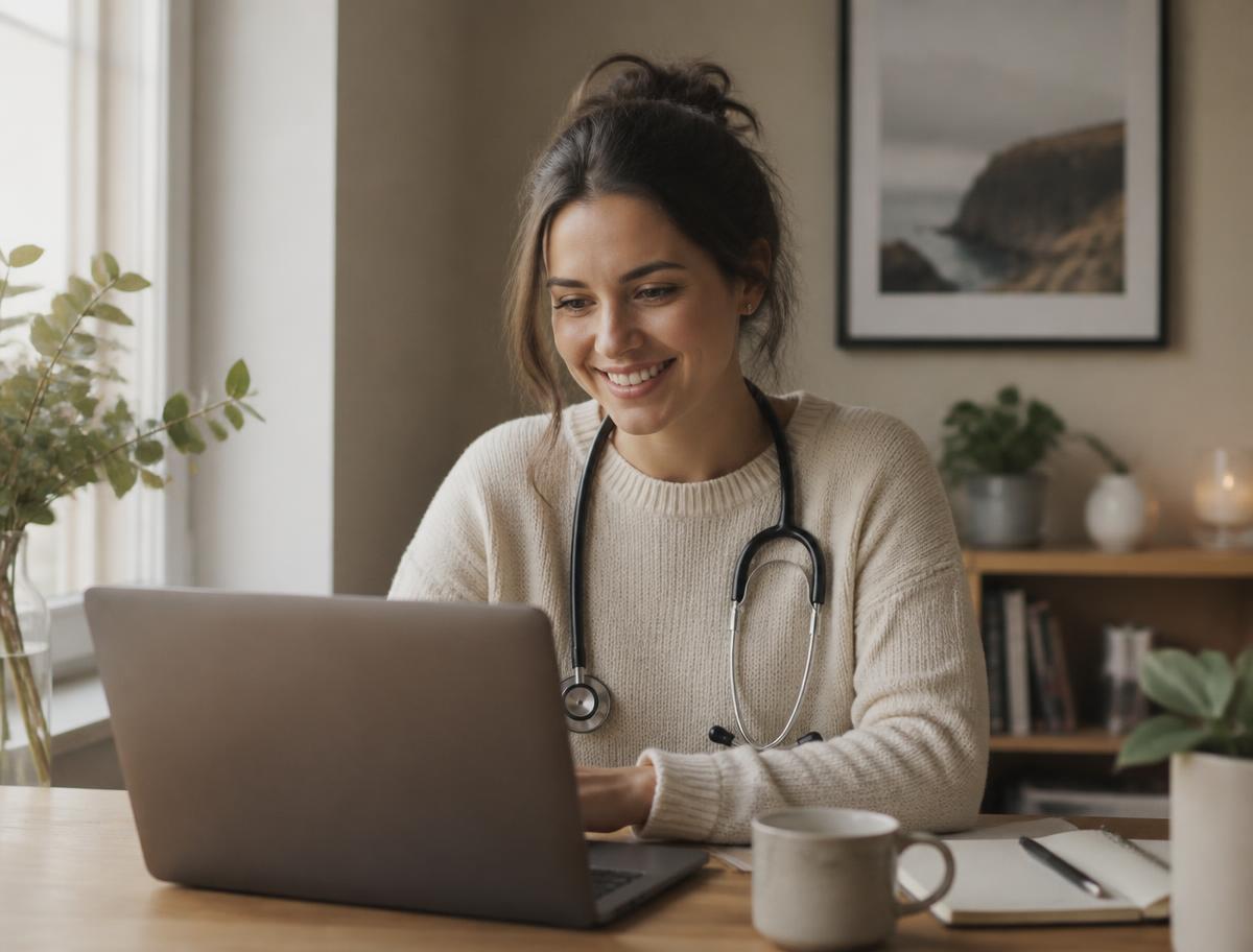 Nurse practitioner on a telemedicine visit